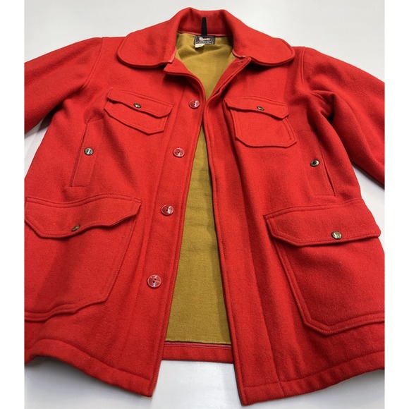Vintage Woolrich Woolen Mills Wool Jacket  Red 40's Made in USA Sz 40 - Picture 9 of 16